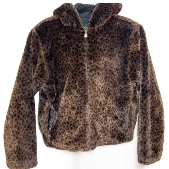 NILS Sportswear Faux Fur Leopard Print Hooded Ski Jacket - Picture 1 of 7
